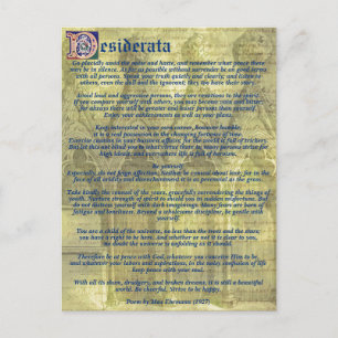 Ihr Text/Farb-Inspirierendes Gold Desiderata-Gedic Postkarte