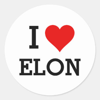 Ihr Text/Farbe Classic I Liebe Elon Rotes Herz Runder Aufkleber