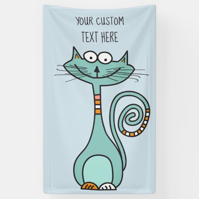 IHR Text & Farbe Funny Cat individuelles Banner (Vertikal)