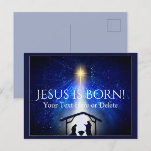 Ihr Text/Farbe Jesus Weihnachtsstern Blau Postkarte