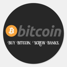 Ihr Text/Farbe Kaufen Sie schwarze Bitcoin-Schraub Runder Aufkleber