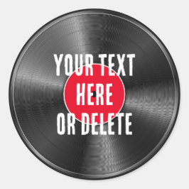 Ihr Text/Farbe Retro Vinyl Record Album Music DJ Runder Aufkleber