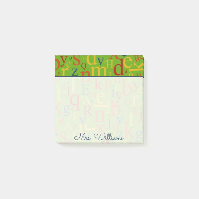 Ihr Text | Farbenfrohe Alphabet Post-it Klebezettel (Vorderseite)