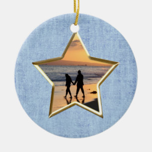 Ihr Text & Foto: Blue Star-Form-Bildrahmen Keramik Ornament