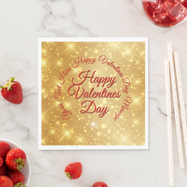 Ihr TEXT Gold Valentinstag Message Medium Serviette (Beispiel)
