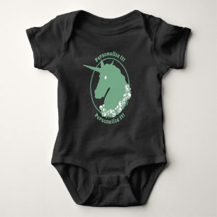 IHR TEXT Green Zombie Unicorn Baby Strampler