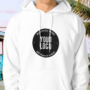 Ihr Text & Hochgeladenes Logo Bearbeitbar Schwar Hoodie