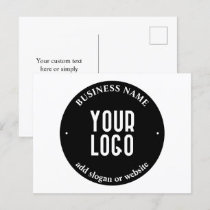 Ihr Text & Hochgeladenes Logo   Bearbeitbar Schwar Postkarte