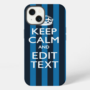 Ihr Text im Keep Calm Blue Stripes Stil iPhone Hülle
