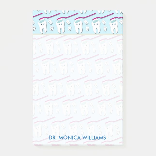 Ihr Text | Niedliche Zähne und Zahnbürsten Post-it Klebezettel (Vorderseite)