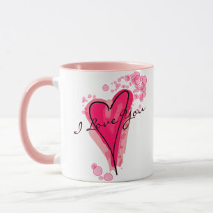 IHR TEXT Pink Watercolor Herz Tasse