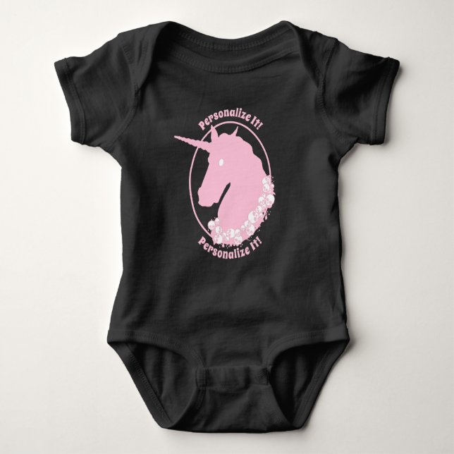 IHR TEXT Pink Zombie Unicorn Baby Strampler (Vorderseite)