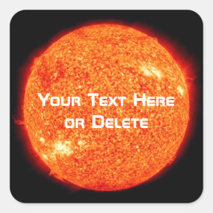 Ihr Text/Schriftart Fiery Bright Orange Sun Solar Quadratischer Aufkleber
