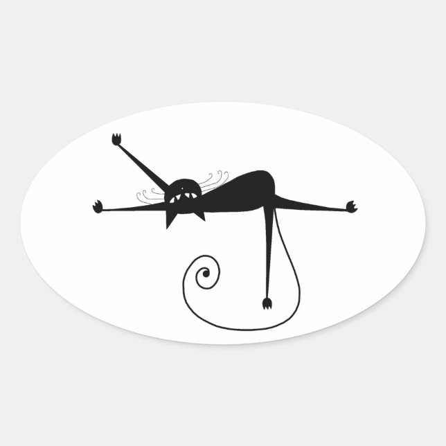 Ihr Text - Schwarzes Katzenzeichen Pose 4 Ovaler Aufkleber (Vorderseite)