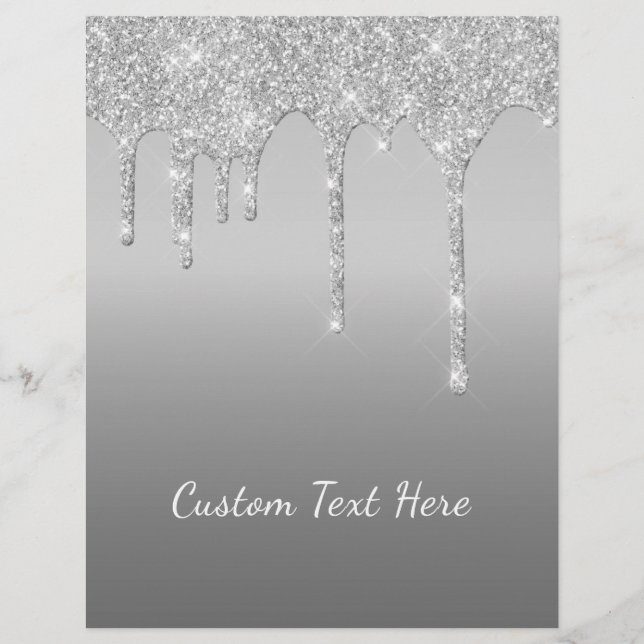 Ihr Text Silver Glitzer Sparkle Tropfens Letterhea Briefbogen (Vorderseite)