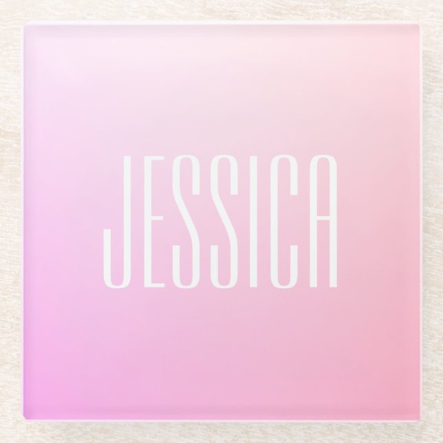 Ihr Text | Subtile Pink Gradation Glasuntersetzer (Vorderseite)