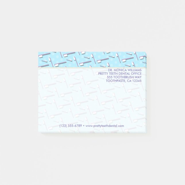 Ihr Text | Toothbrush Dental Office Post-it Klebezettel (Vorderseite)
