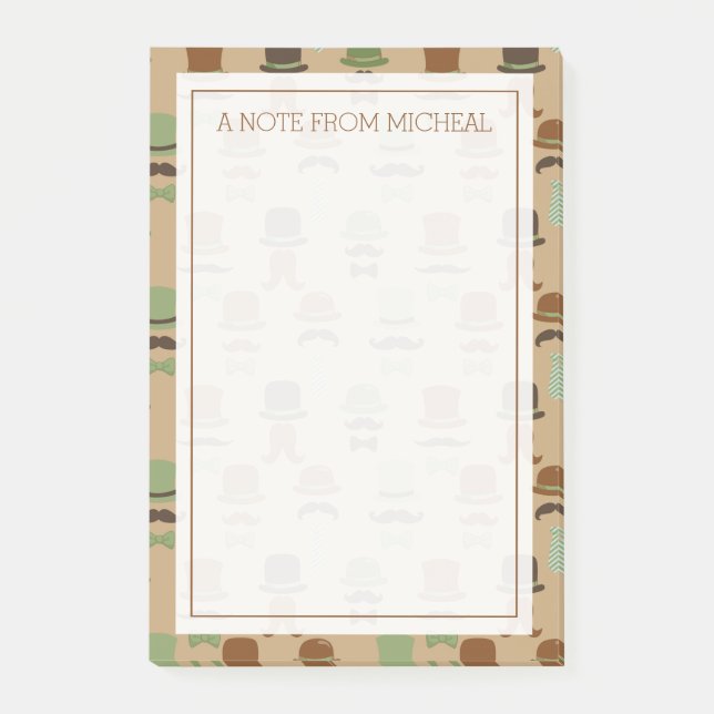 Ihr Text | Top Hat Mustache Post-it Klebezettel (Vorderseite)