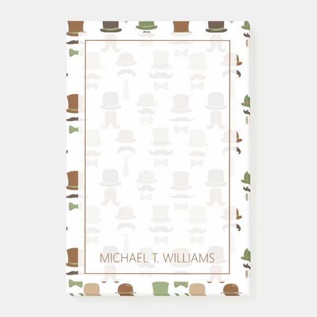Ihr Text | Top Hat Mustache Post-it Klebezettel (Vorderseite)