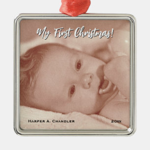 Ihr Text und Baby-Foto Meine ersten Weihnachten Ornament Aus Metall