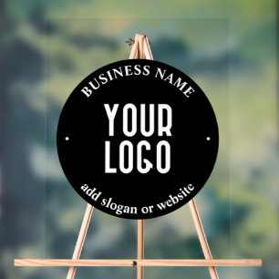 Ihr Text- und hochgeladenes Logo   Editierbar schw Acrylschild