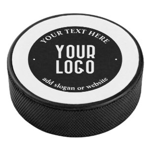 Ihr Text- und hochgeladenes Logo Editierbar schw Eishockey Puck