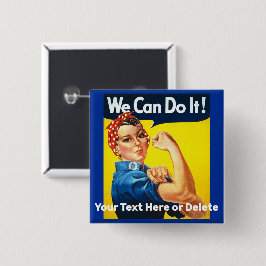 Ihr Text Vintag Rosie the Riveter Woman Power Button