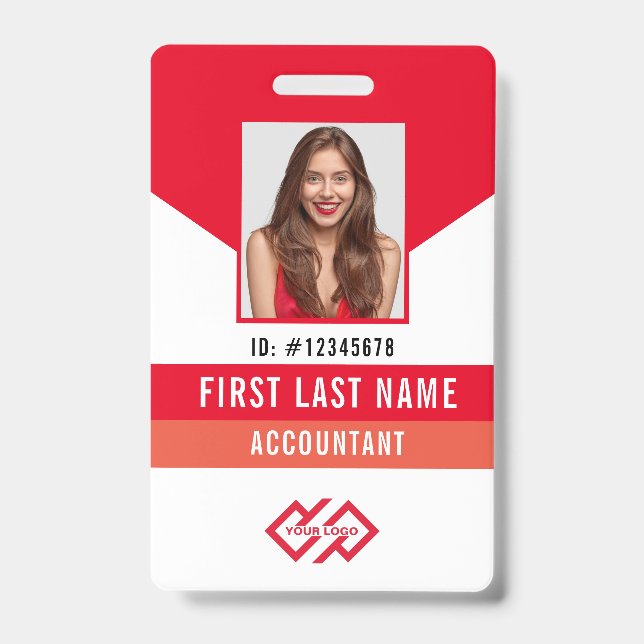 Ihr Unternehmen Logo Foto Name ID Abzeichen Ausweis (Vorderseite)