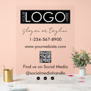 Ihr Unternehmen Logo speichern QR Code Social Medi Acrylschild