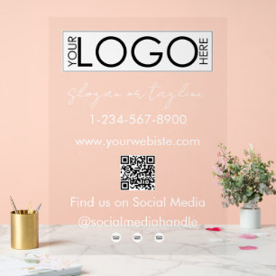 Ihr Unternehmen Logo speichern QR Code Social Medi Acrylschild