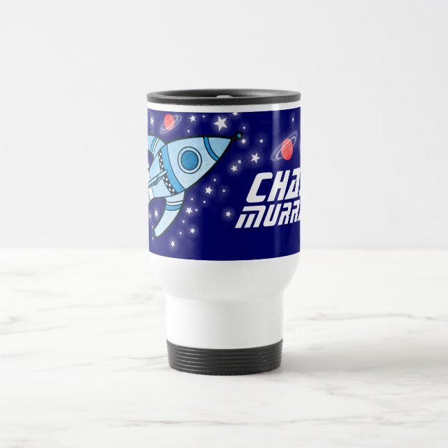 Ihr voller Name Raketenraum blauer Kinder Tasse (Mittel)
