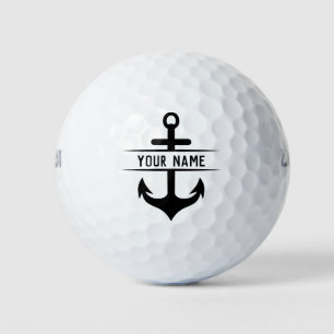 Ihr Vorname Funny Navy Blue Anchor Monogram Golfball