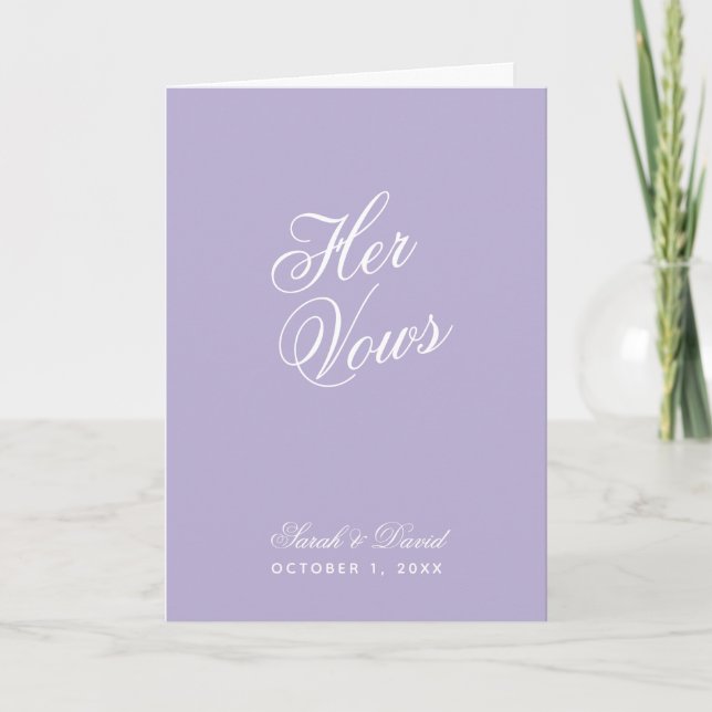 Ihr Vows Lavender Hochzeit Lila Vow Book Karte (Vorderseite)