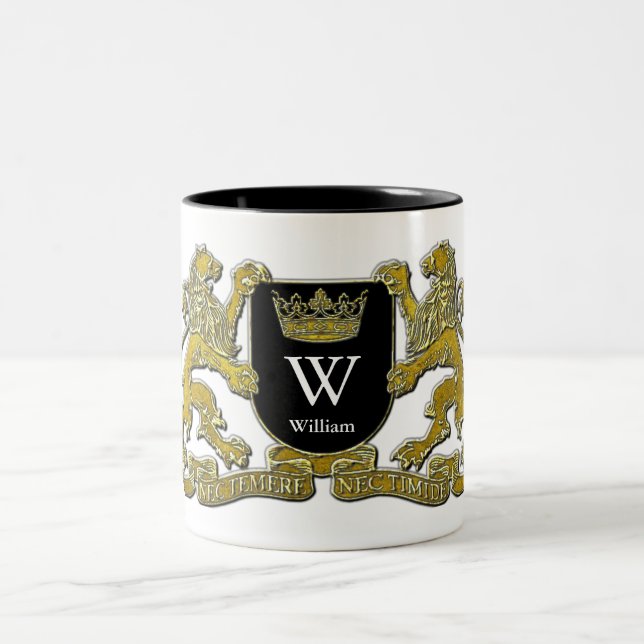 Ihr Wappen Ihr Monogramm und Name Zweifarbige Tasse (Mittel)