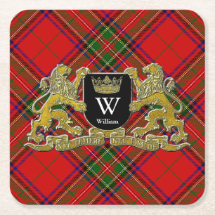 Ihr Wappen Monogramm und Tartan Rechteckiger Pappuntersetzer