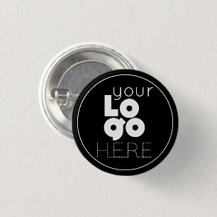 Ihr weißes Firmenlogo auf einfachem schwarzen Nad Button