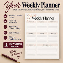 Ihr wöchentlicher Planer Zeitplan Digital-Download