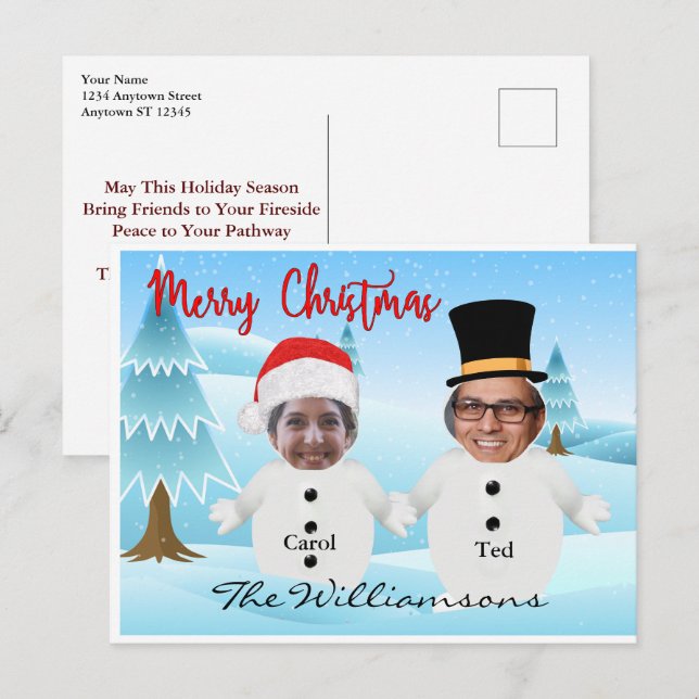 Ihr zwei Niedliche Schneemänner Funny Alberne Weih Postkarte (Vorne/Hinten)