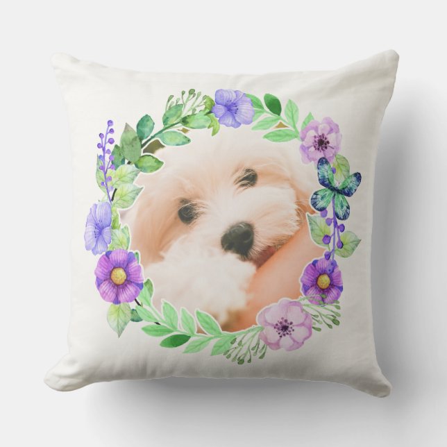 Ihre 2 Fotos in Blume Frames werfen Kissen Für Draußen (Vorderseite)