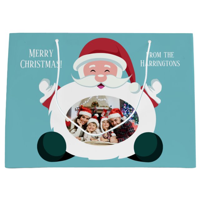 IHRE 2 Fotos & Text-Tasche Weihnachtsgeschenk Große Geschenktüte (Vorderseite)