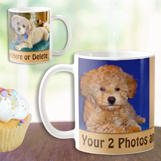 Ihre 2 Fotos und Text Personalisiert Kaffee Umarmu Tasse (Pet Photo Mug. 2 photo coffee mugs with name. Photo mugs. Personalized dog mugs. Memorial dog gifts.)