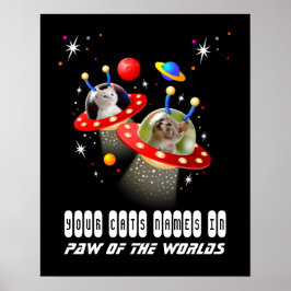 Ihre 2 Katzen in einer Alien Raumschiff UFO Sci Fi Poster