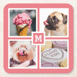 IHRE 4 FOTOS & MONOGRAMM Untersetzer