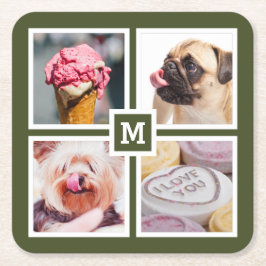 IHRE 4 FOTOS & MONOGRAMM Untersetzer