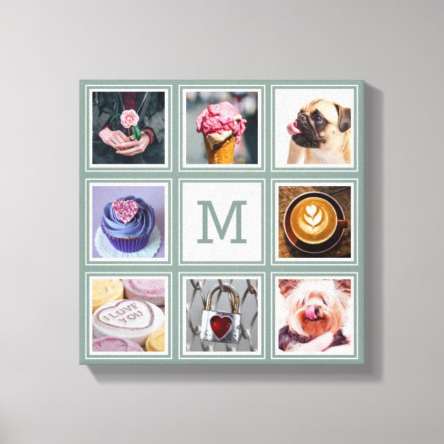 IHRE 8 FOTOS, MONOGRAMM & Sonderfarbe Leinwanddruck (Vorderseite)