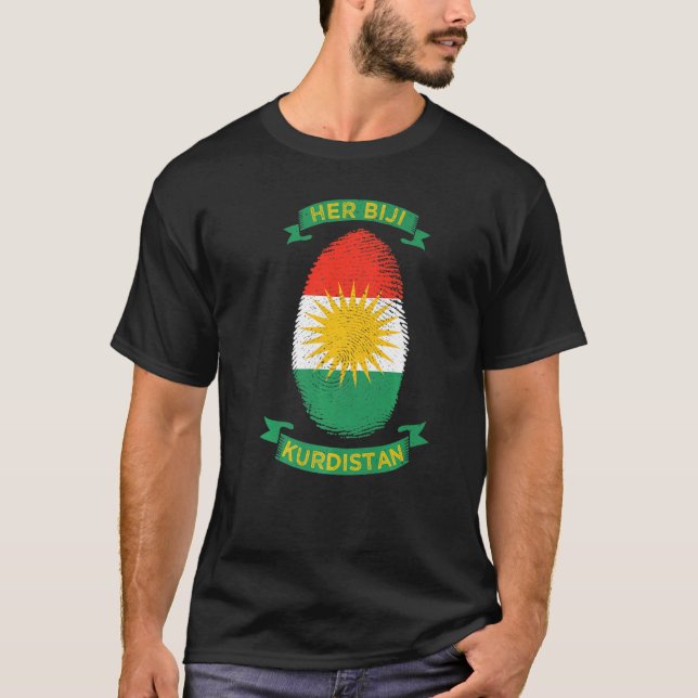 Ihre Biji Kurdistan Flag Kurde Fingerprint T-Shirt (Vorderseite)