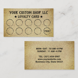 Ihre Business Rustic Kraft Loyalty Cards Visitenkarte