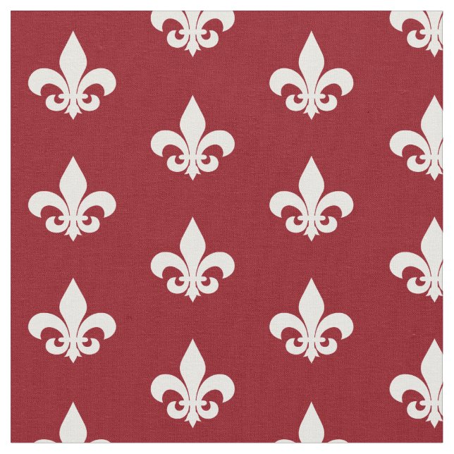 Ihre eigene Farbe, weißes Fleur-de-lis Design-Gewe Stoff (Nahaufnahme)