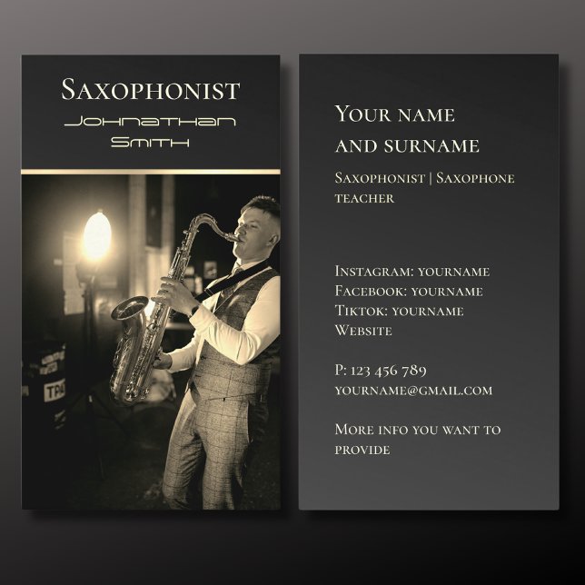 Ihre eigene Foto Jazz Musiker Gold Business Card Visitenkarte (Von Creator hochgeladen)