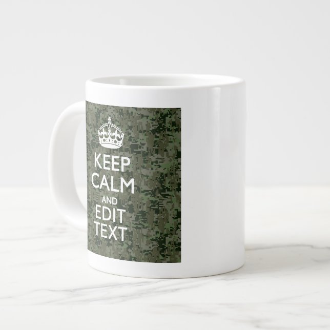Ihre eigene Text-Digital-Camouflage Woodland Behie Jumbo-Tasse (Vorderseite Links)